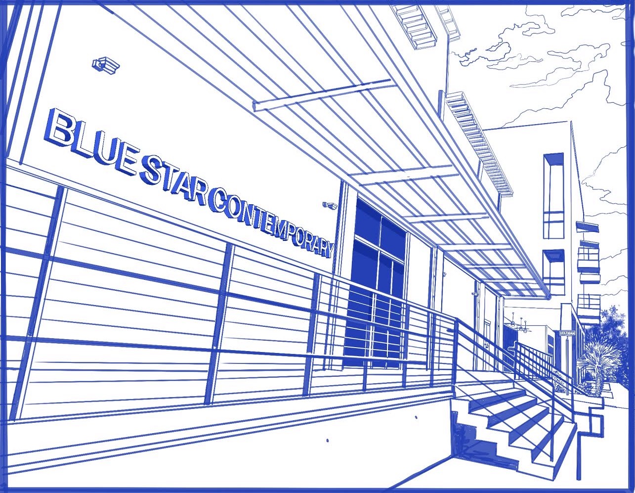 Blue Star Coloring Book, Facade of Blue Star Contemporary at 116 Blue Star